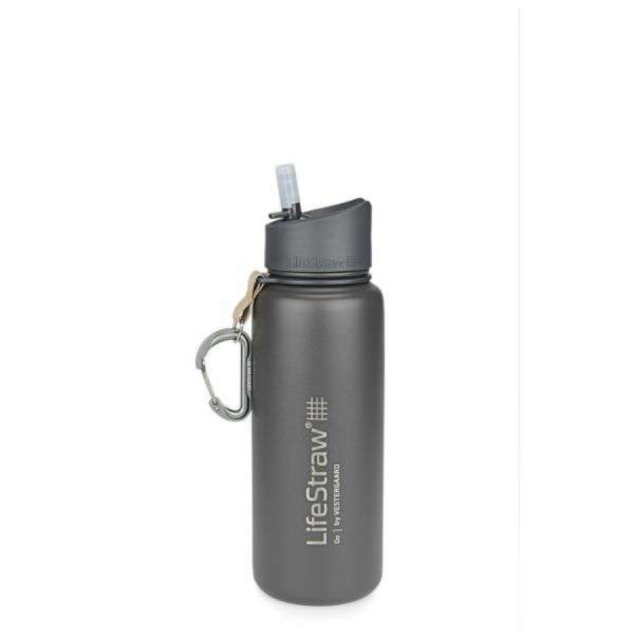 Camping * | Closeout Sale Lifestraw Water Bottle Go Stainless Steel With Filter 0.7 L Gray