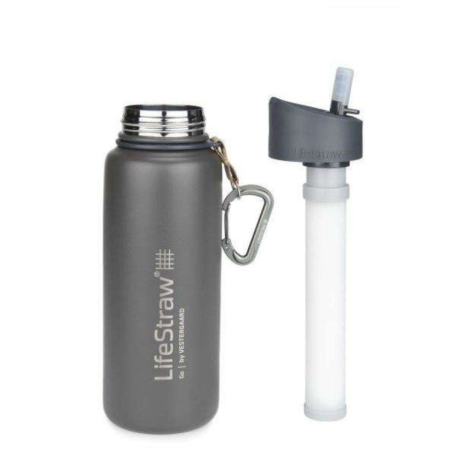 Camping * | Closeout Sale Lifestraw Water Bottle Go Stainless Steel With Filter 0.7 L Gray