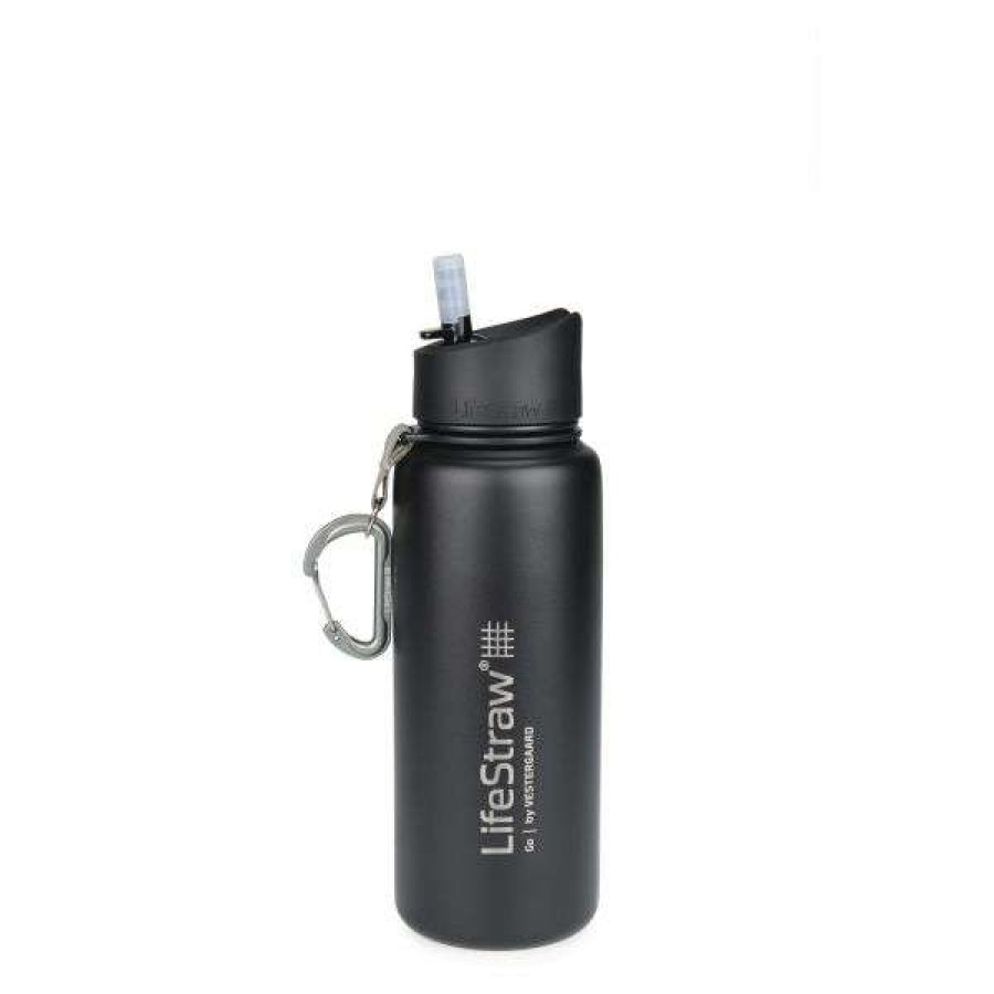 Camping * | Featured Lifestraw Water Bottle Go Stainless With Filter 0.7 L Black