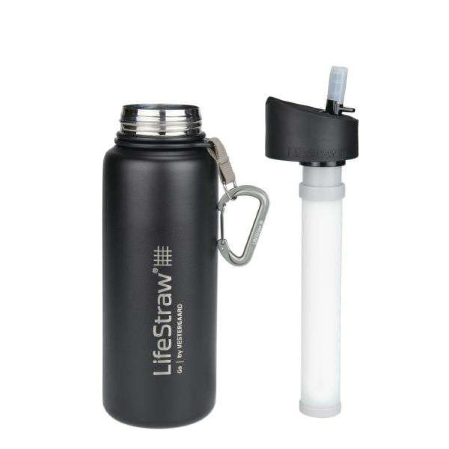 Camping * | Featured Lifestraw Water Bottle Go Stainless With Filter 0.7 L Black