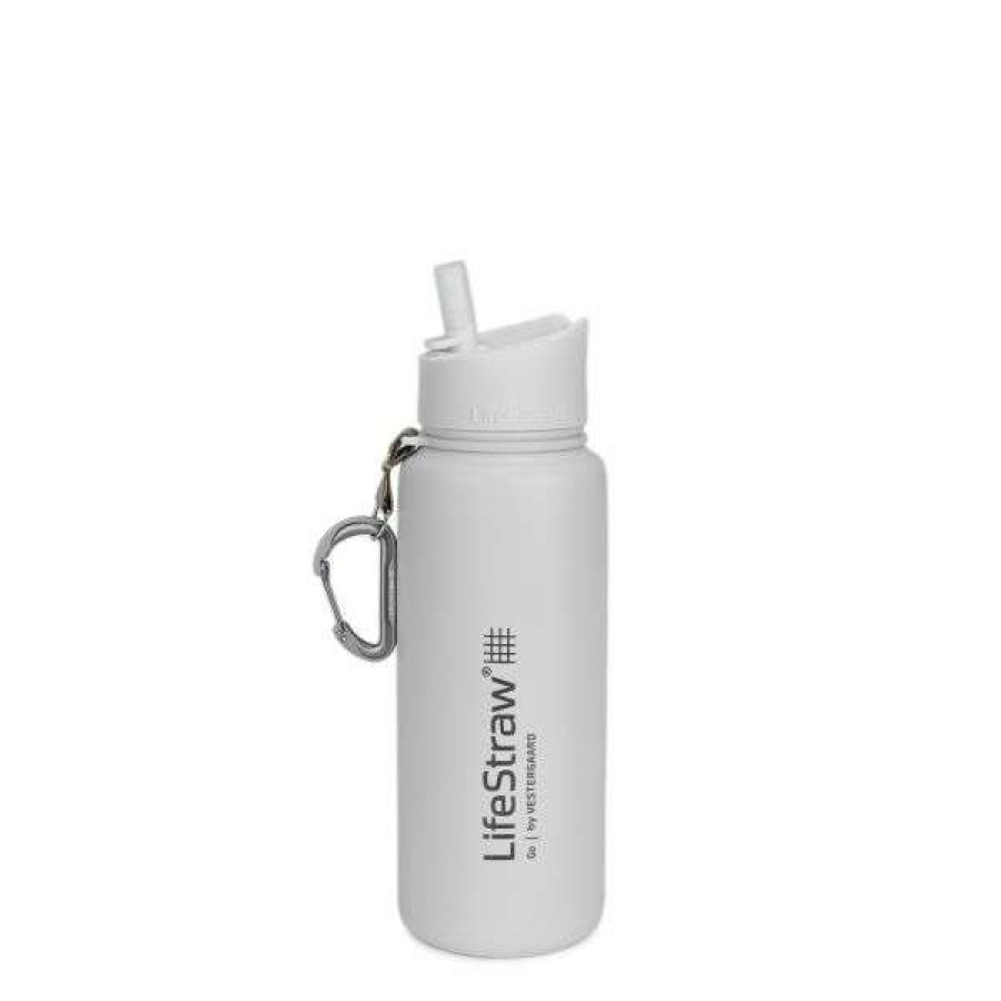 Camping * | Featured Lifestraw Water Bottle Go Stainless With Filter 0.7 L White