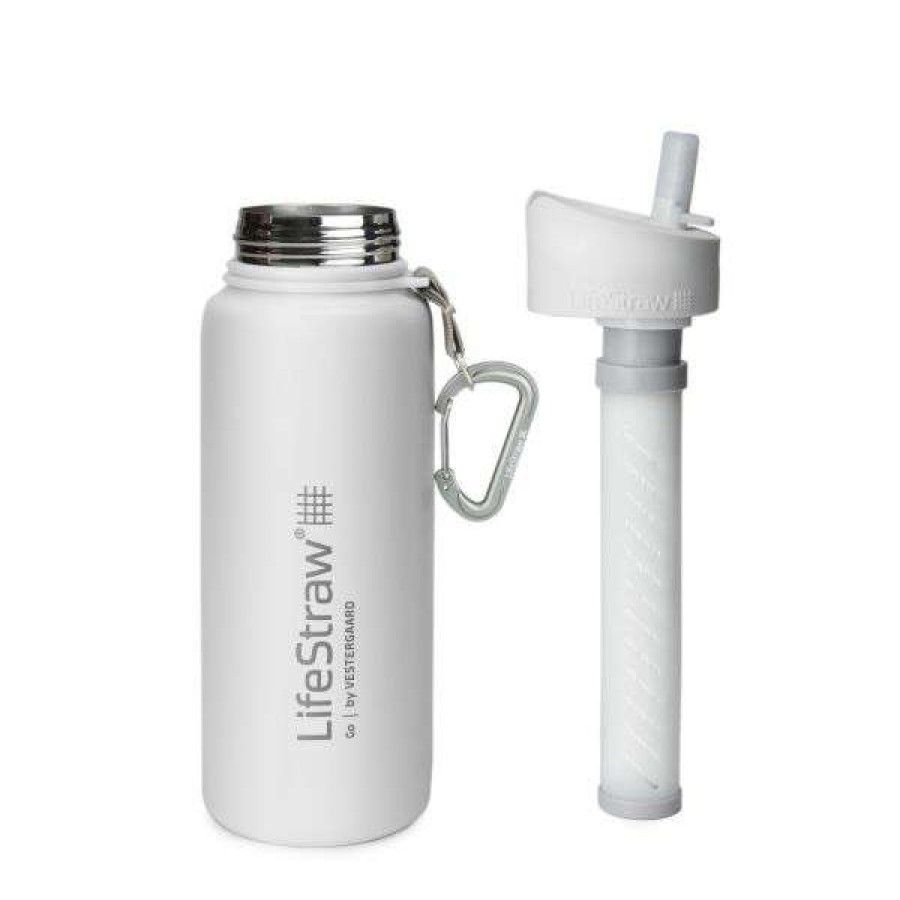 Camping * | Featured Lifestraw Water Bottle Go Stainless With Filter 0.7 L White