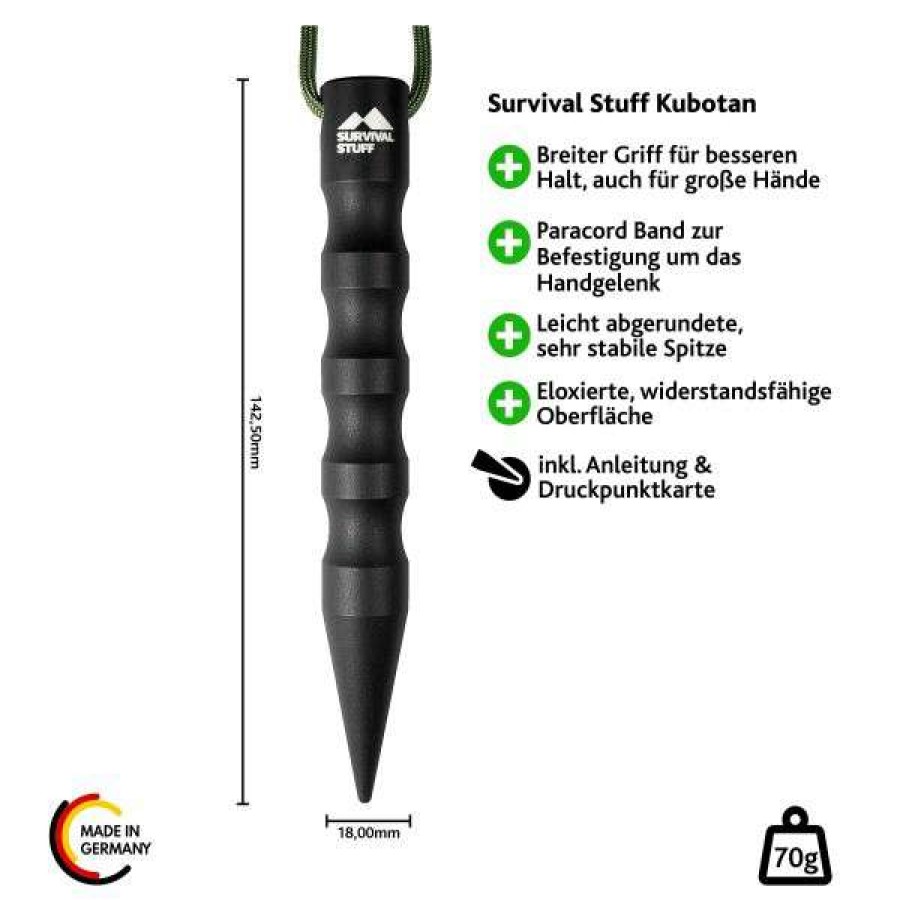 Equipment * | Wholesale Survivalstuff Survival Stuff Kubotan Aluminum Black